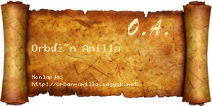 Orbán Anilla névjegykártya